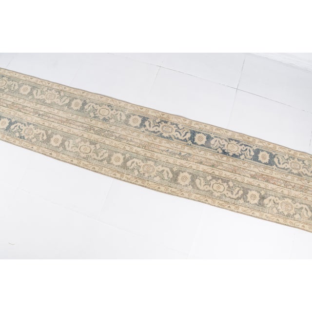 Tan Vintage Handknotted Wool Runner For Sale - Image 8 of 10