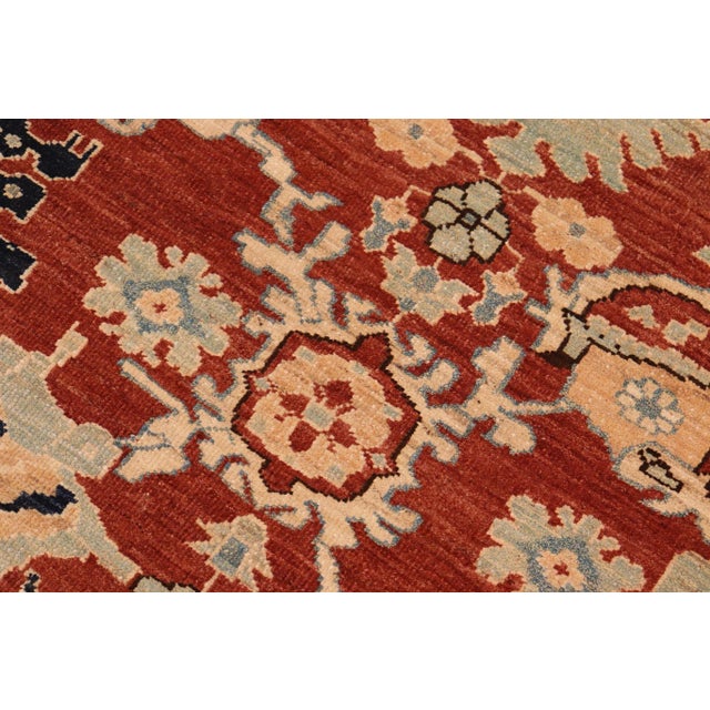 1990s Boho Chic Ziegler Rust Blue Hand-Knotted Wool Rug - 8'3'' X 9'11'' For Sale - Image 5 of 8