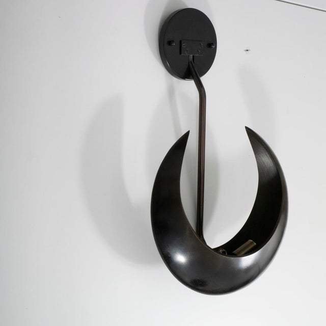 Mid-Century Modern Pair of Vintage Crescent Moon Wall Sconces by Marbro For Sale - Image 3 of 10
