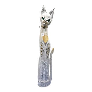 1990s Carved African Cat Statue For Sale