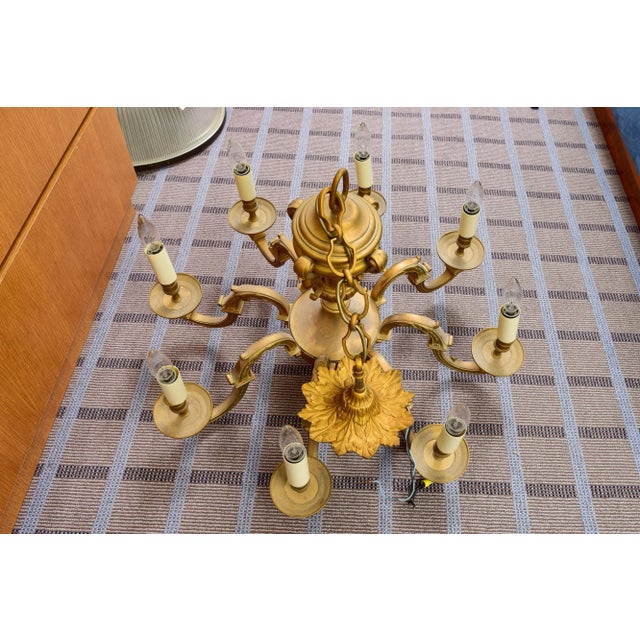 Antique French Gilt Bronze Louis XV Eight Arm Chandelier For Sale - Image 9 of 10
