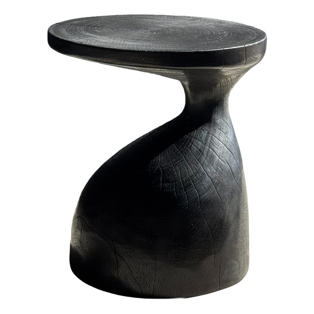 Wood Side Table in Black, 1980s For Sale