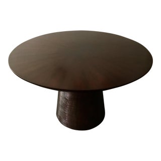 Contemporary Round Dark Wood Dining Table For Sale
