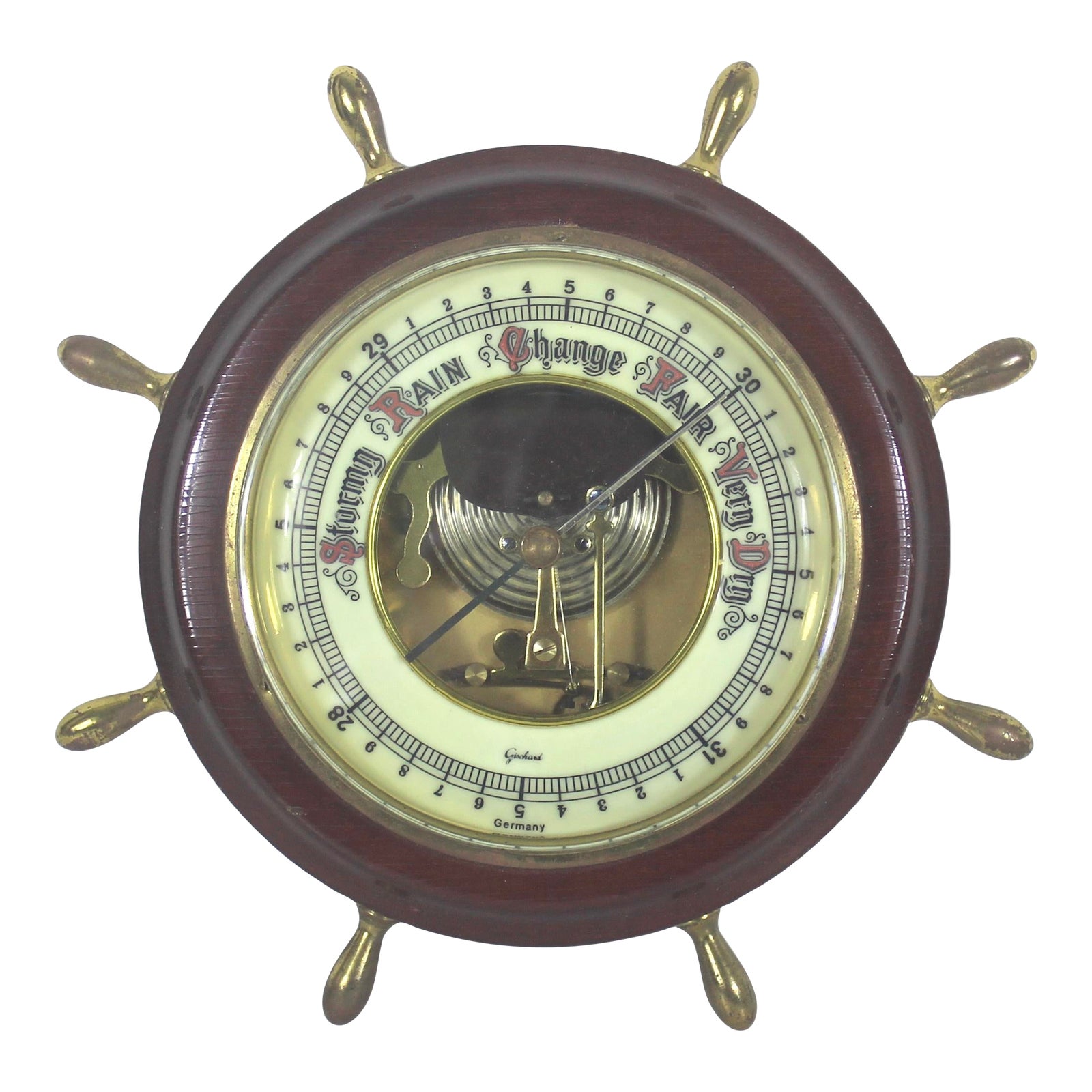 Vintage German Nautical Barometer for on the Wall, Made of Wood, Brass ...