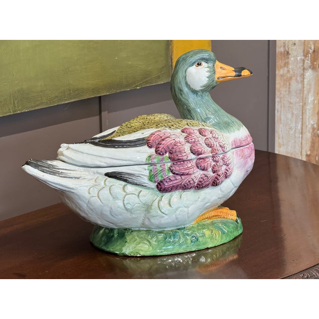 French Late 18th Century French Glazed Ceramic Duck Tureen For Sale - Image 3 of 10