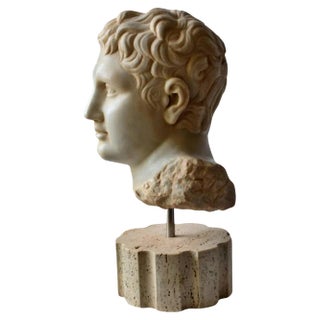 20th Century Italian Sculpture Lisippea Apoxiomenos Head in Marble For Sale
