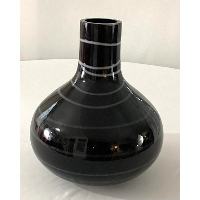 Mid-Century Modern Mid-Century Modern Handblown Black Glass Decanter Shaped Vase For Sale - Image 3 of 5