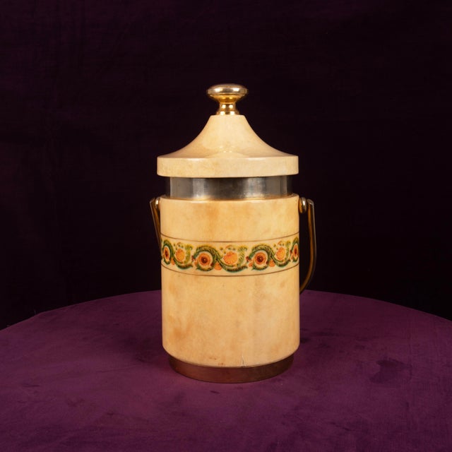 Mod. 1225D Goatskin Parchment Ice Bucket by Aldo Tura, 1970 For Sale - Image 12 of 18