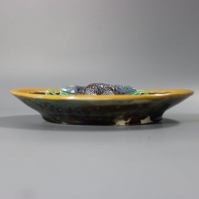 Victorian Joseph Holdcroft Majolica Fish on Coral Dish For Sale - Image 3 of 7
