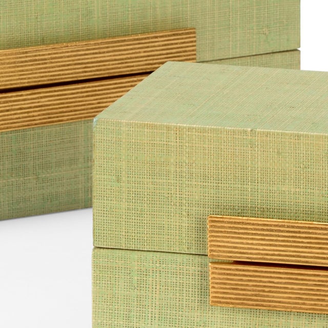 Contemporary Raffia Boxes - Seafoam, Set of 2 For Sale - Image 3 of 5
