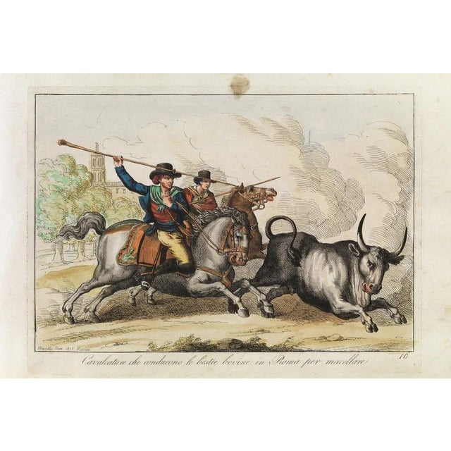 Complete Title: Nuova Raccolta di Cinquanta Costumi Pittoreschi Incisi all'Acquaforte''. Suite of original colored etching...