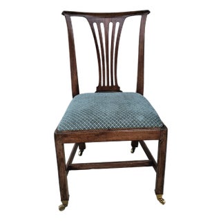 19th Century Martin Chippendale Style Mahogany and Upholstered Side Chair on Casters For Sale