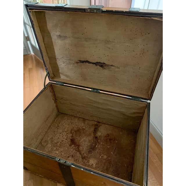 Brown Antique Seafarer's (Captains) Chest From the Historic 18th C. Inn at Perry Cabin, St. Michaels, Md. For Sale - Image 8 of 13