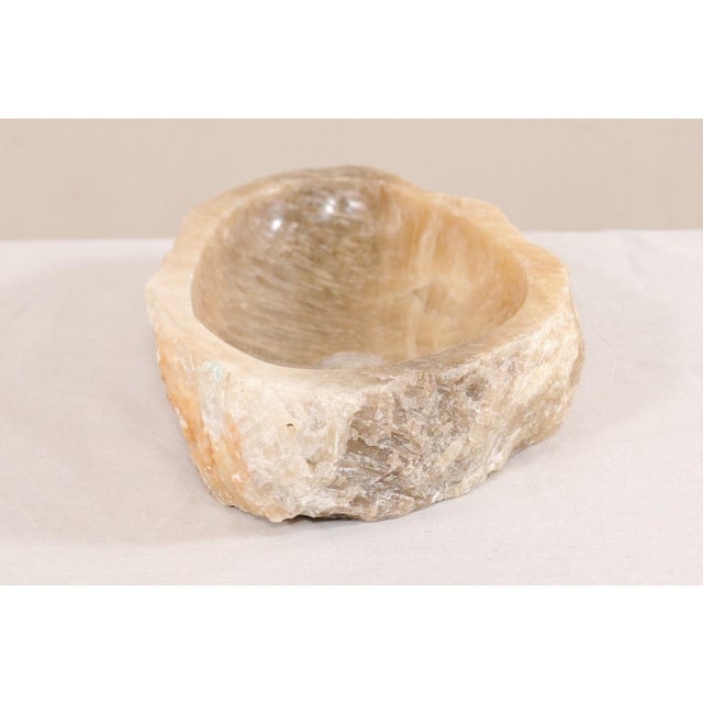 Cream Carved and Polished Onyx Sink Basin in Cream Color For Sale - Image 8 of 12