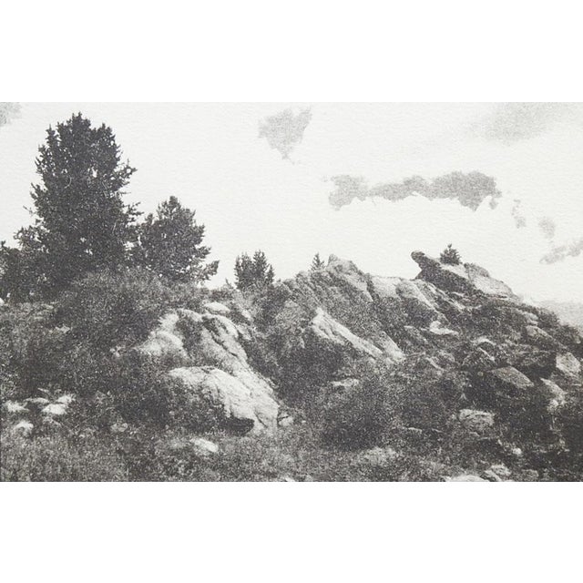 Late 20th century gray tones cyanotype rocky landscape photograph on heavy paper by Eric C. Weller (20th century) Texas....