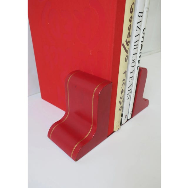 Metal Italian Red Leather and Gold Bookends - a Pair For Sale - Image 7 of 13