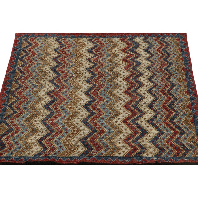 2010s 2010s Rug & Kilim’s Antique Tribal Style Rug in Red, Blue, Brown & White Patterns For Sale - Image 5 of 7