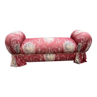 French Toil De Jouy Victorian Window Seat/Bench For Sale