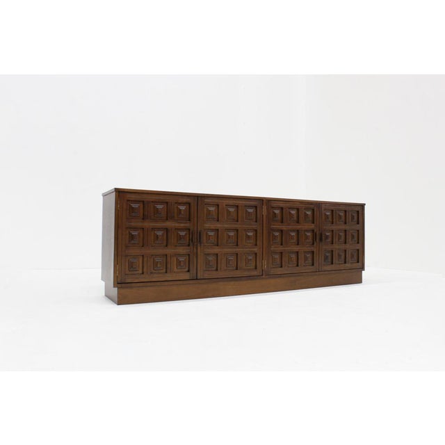Wood Vintage Spanish Brutalist Credenza, 1970s For Sale - Image 7 of 10