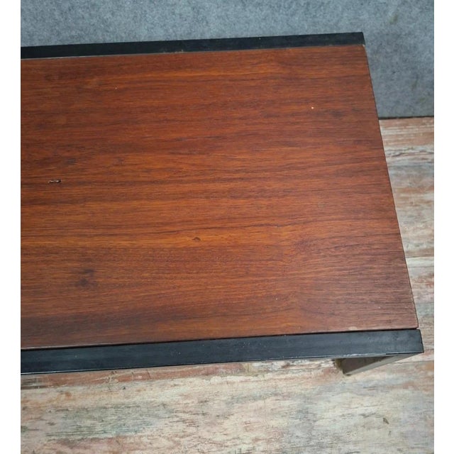 Modern Coffee Table with Wooden Top and Metal Frame, 1970s For Sale - Image 4 of 9