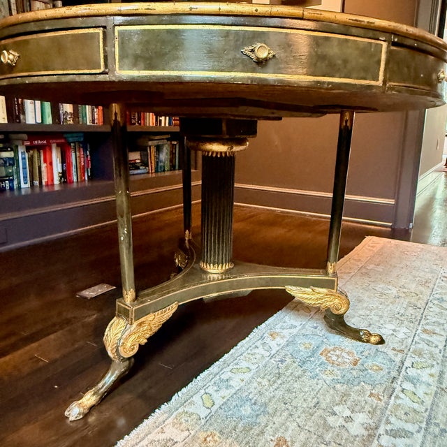 Traditional Antique Regency Style Leather Topped Table For Sale - Image 3 of 15
