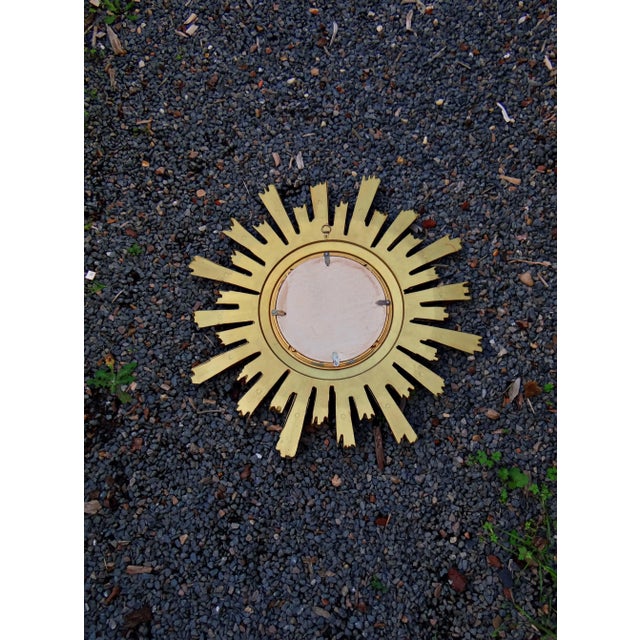 Gold Mid-Century Golden Brass Witch Eye Sunburst Mirror, 1960s For Sale - Image 8 of 14