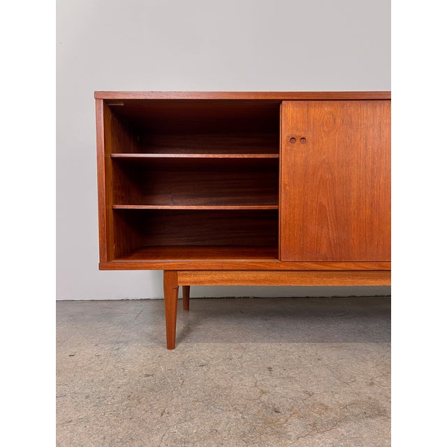 Mid Century Danish Modern Long Low Long Teak 4 Door Credenza by Kofod Larsen, Attributed For Sale - Image 4 of 11