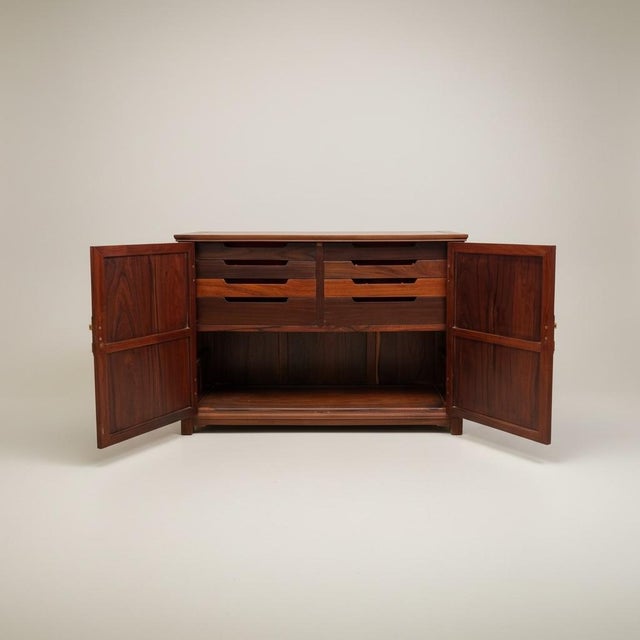 James Mont Style Asian Modern Solid Rosewood Dry Bar Cabinet or Server For Sale - Image 4 of 6