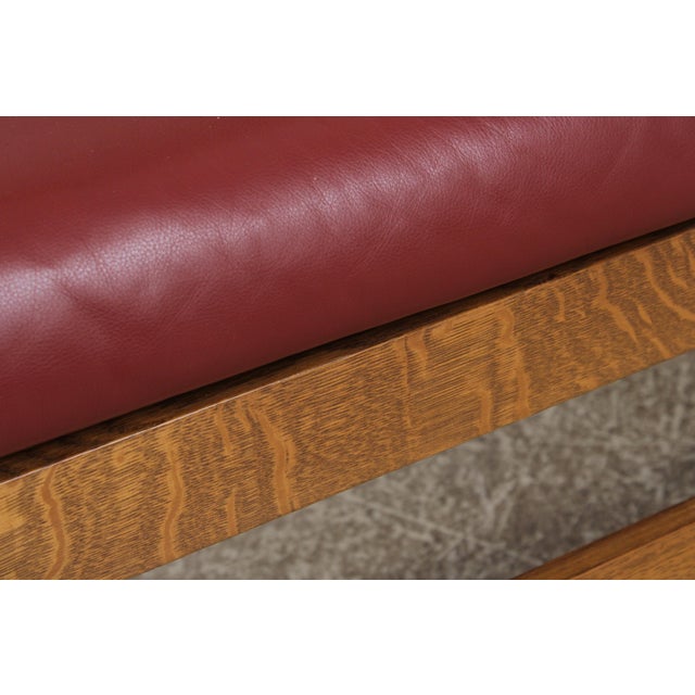 Stickley Mission Oak Leather Spindle Settee For Sale In Philadelphia - Image 6 of 18