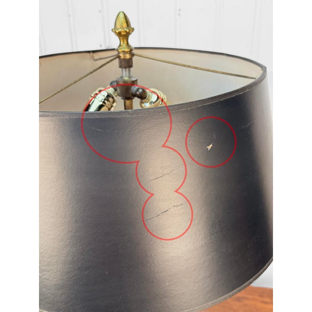 Antique French Empire Brass Urn Black Shade Table Lamp For Sale - Image 6 of 12