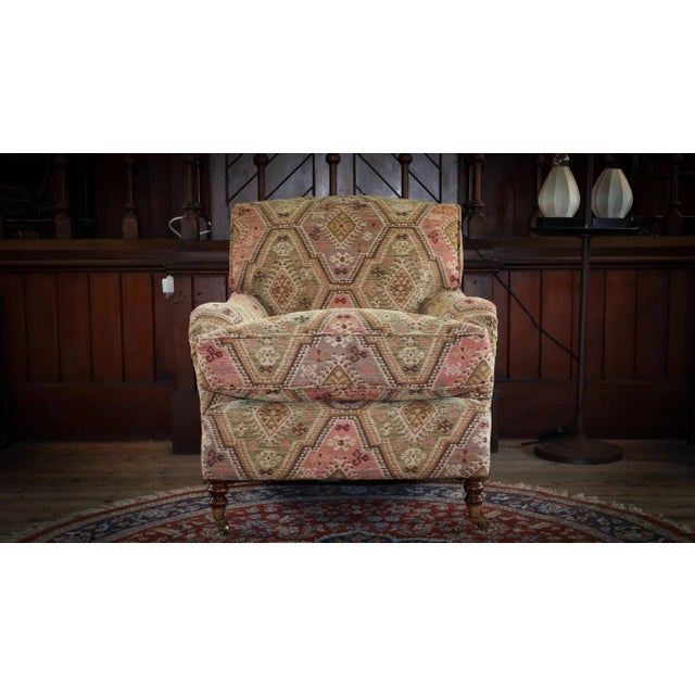 Textile Armchair in Kilim and Jacquard Olive from George Smith, 2010s For Sale - Image 7 of 18