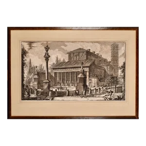 Basilica of San Lorenzo in Rome: A Framed 18th Century Etching by Piranesi, 1750