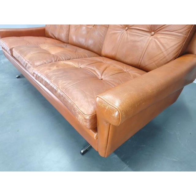 Animal Skin Vintage Danish Leather Sofa by Svend Skipper, 1960s For Sale - Image 7 of 18