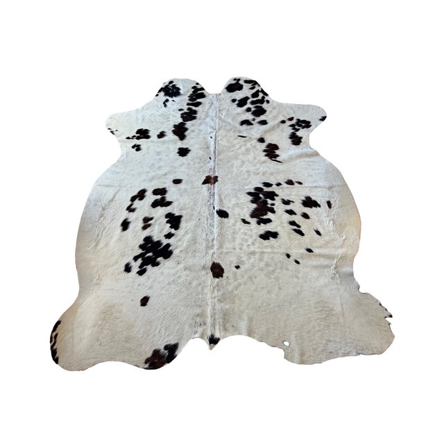 Natural Brazilian Black and White Cowhide Rug 76" X 86" For Sale In Los Angeles - Image 6 of 6