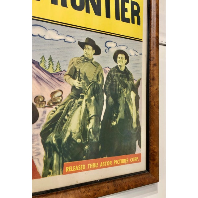 Vintage 1940s Hollywood Western Press Poster in Burl Frame For Sale - Image 4 of 11