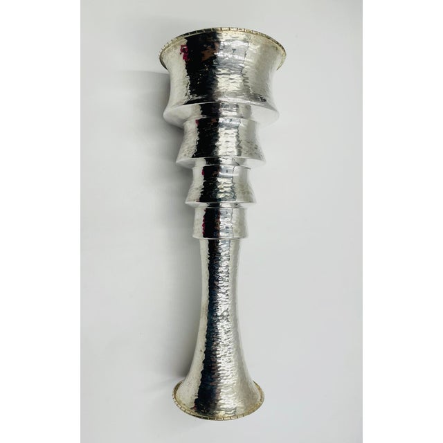 Emilia Castillo 1980s Rare Emilia Castillo Sculptural Silver-Plated Vase or Candle Holder, Mexican For Sale - Image 4 of 17