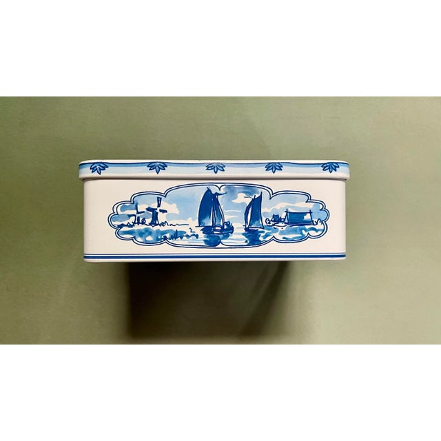 Late 20th Century Blue & White Windmill Tin Box For Sale - Image 9 of 9