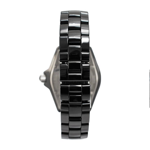 Ladies Chanel J12 Black Ceramic 33mm H1625 Icon 12 Diamond Steel Quartz Watch For Sale In Houston - Image 6 of 8