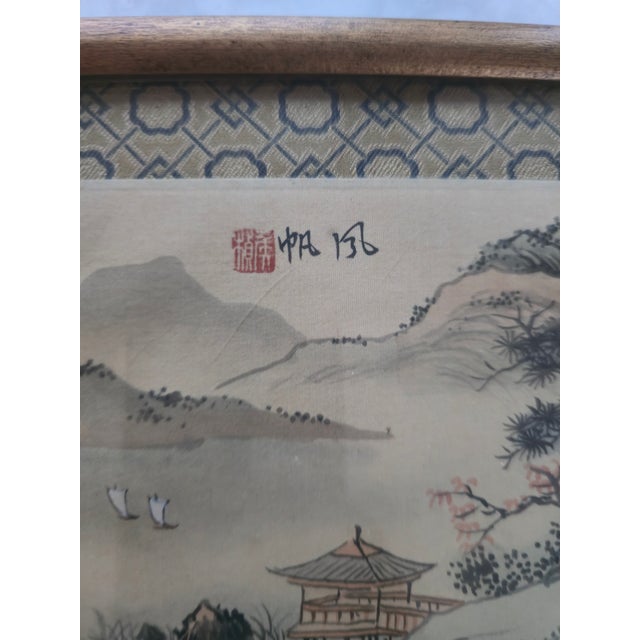 Set of Three Framed Asian Watercolors on Silk, Mid-20th Century Description Elegant set of three Asian watercolors on...