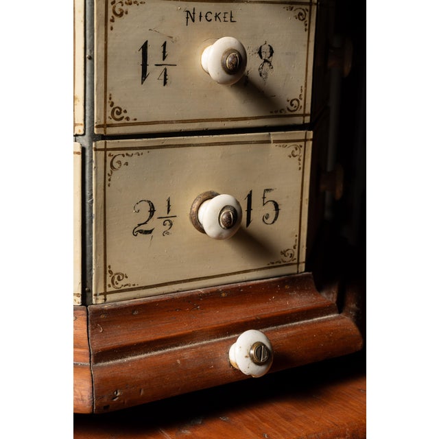 Early 20th Century 72-Drawer Wooden Rotating Parts Cabinet For Sale - Image 9 of 11