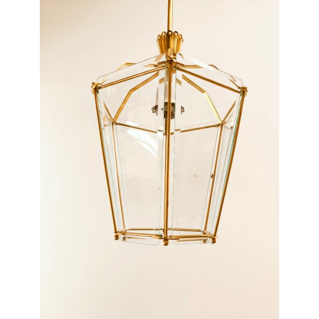 Brass and Clear Glass Lantern For Sale - Image 5 of 18