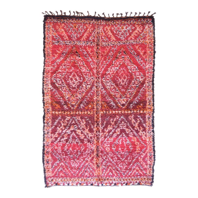 Bold Red Diamond Pattern Handwoven Wool - 10.5 X 6.5 Ft For Sale