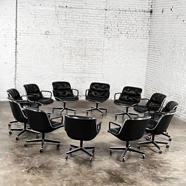 Timeless MCM (Mid-Century Modern) to Modern Executive armchairs by Charles Pollock for Knoll set of 12. Each chair is...