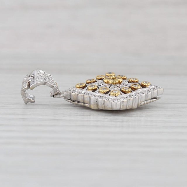 Modern 0.37ctw Diamond Ornate Pendant 18k White Yellow Gold Openwork Diffurser For Sale - Image 3 of 7