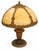 Vintage Art Nouveau Style Amber Glass Table Lamp With Ornate Metalwork For Sale - Image 4 of 8