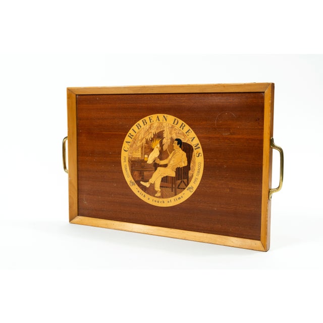 Caribbean Dreams pipe tobacco with a hint of lime – large wooden tray with inlaid tobacco advertising. Dimensions: •...