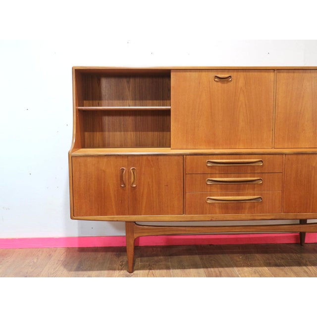 1960s Mid Century Modern Vintage Teak Tall Credenza Sideboard Buffet in the Style of G Plan Danish Style For Sale - Image 12 of 14