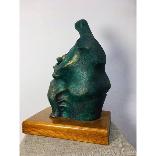 Stylized Mother and Child Bronzed Ceramic Sculpture, 1970s For Sale - Image 6 of 8