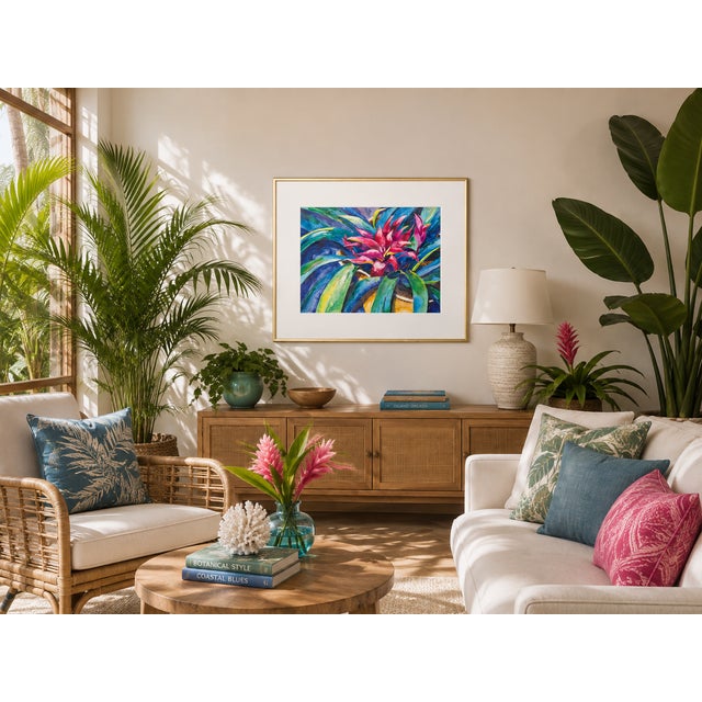 Ruby Bromeliad - Tomoko Parry, C. 1990s For Sale - Image 9 of 10