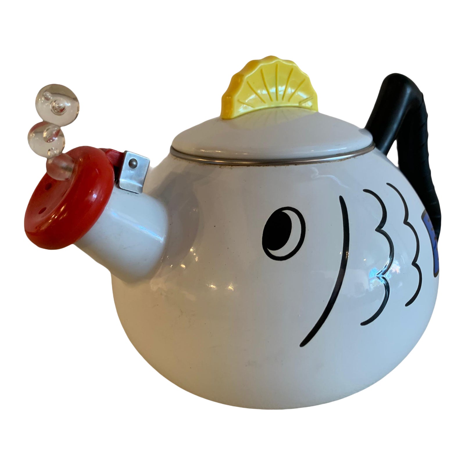1970s Postmodern Enameled Fish Tea Kettle Chairish